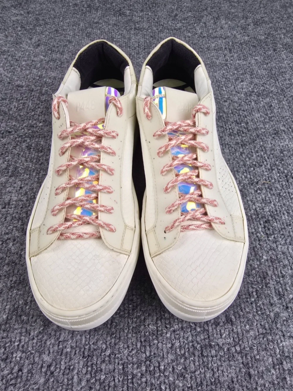 P448 Thea Mini Chess Platform Sneakers White Pink Size 38 US 7.5